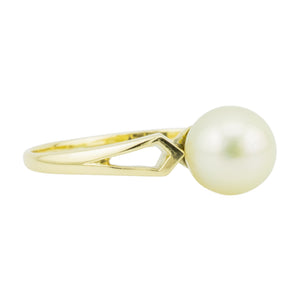 7mm Pearl Solitaire Ring in14K Yellow Gold - Size 7