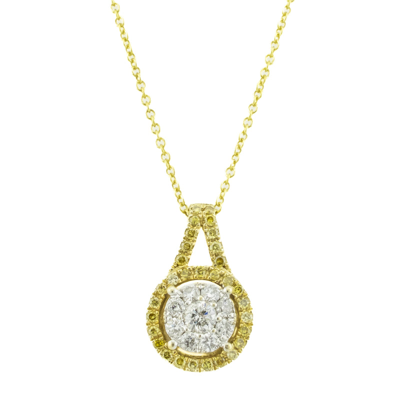 0.50ctw Yellow and White Diamond Accented Pendant in 14K Yellow Gold