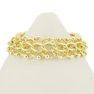 18mm Wide Solid Fancy Charm 8" Bracelet in 14K Yellow Gold - 52.9 grams