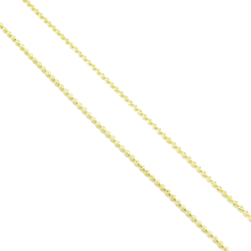 2.7mm Wide Moon Cut Bead Chain 28" Necklace in 10K Yellow Gold - 16 Grams