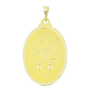 Miraculous Medal Virgin Mary Oval Pendant in 14K Yellow Gold - 1.3 grams