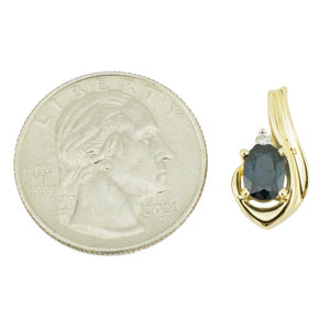 0.90ctw Oval Sapphire & Diamond Pendant in 14K Yellow Gold - Chain Not Included