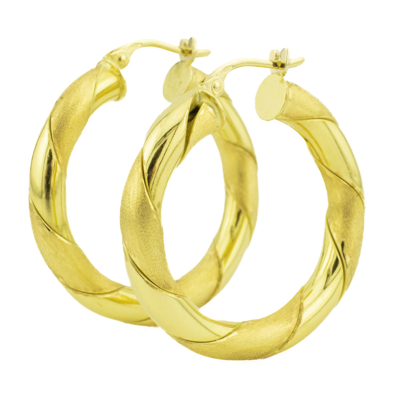 Twisted Hollow Hoops in 18K Yellow Gold - 7.1 Grams