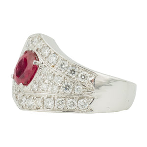 0.97ct Oval Ruby & Diamond Accented Ring in 18K White Gold - Size 6.25