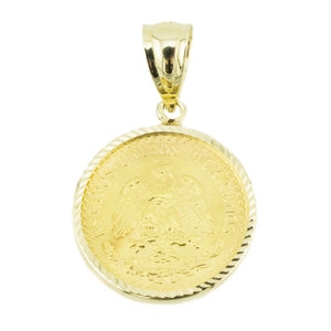 Dos Pesos Coin Pendant in 14K Yellow Gold
