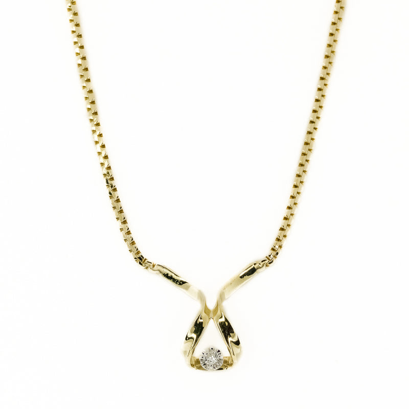 0.1ct Round Diamond Solitaire 16" Necklace in 14K Yellow Gold