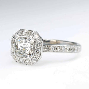 1.25ct VS1/I Radiant Diamond Halo Engagement Ring in 18K White Gold