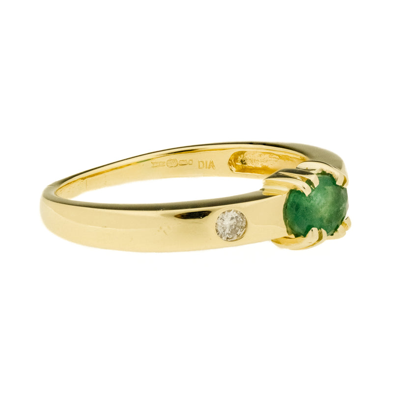 0.36ct Emerald and Diamond Gemstone Ring in 18K Yellow Gold -Size 7.5