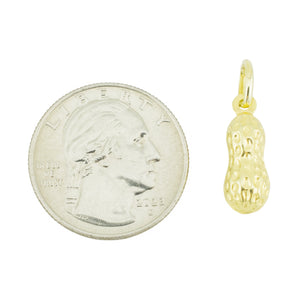 Gold Peanut Charm Pendant in 14K Yellow Gold - 1.3 Grams