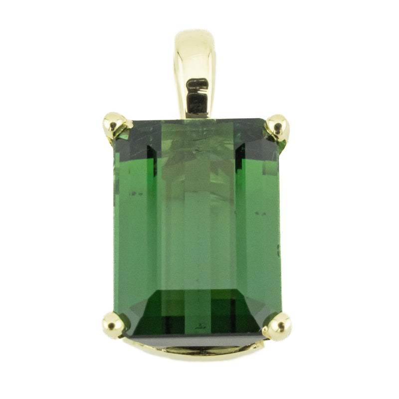 3.28ctw Emerald Cut Tourmaline Solitaire Gemstone Pendant in 14K Yellow Gold