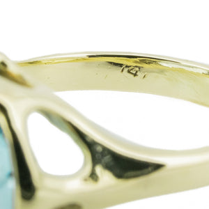 12ctw Oval Blue Topaz Solitaire Gemstone Ring in 14K Yellow Gold - Size 6