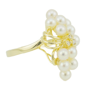 Pearl & Diamond Accented Ring in 14K Yellow Gold - Size 5.5