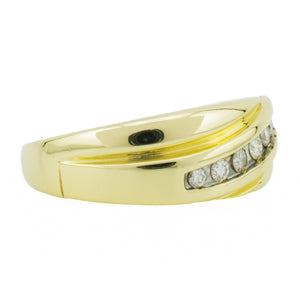 0.20ctw Round Diamond Men's Wedding Band Ring in 14K Yellow Gold - Size 9