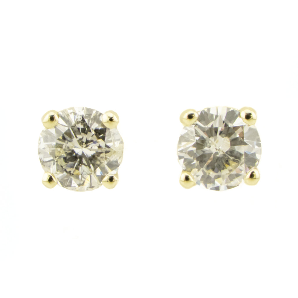 0.56ctw Round Diamond Solitaire Stud Earrings in 14K Yellow Gold