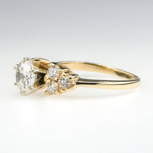 14K Yellow Gold 1.02ct GIA Round Diamond with Side Accents Engagement Ring