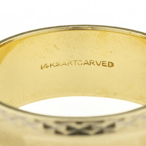 8mm Wide ArtCarved Gold Band in 14K Yellow Gold - Size 8.5