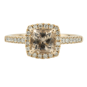 1.65ctw Cushion Morganite w/ Diamond Accents Gemstone Ring in 10K Rose Gold - Size 6.75