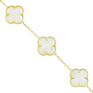 Replica Van Cleef & Arpels Clover Mother of Pearl 7.5" Bracelet in 10K Yellow Gold