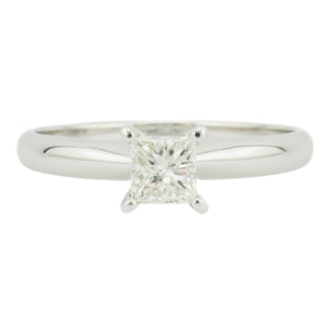 0.46ctw Princess Cut Diamond I/SI2 Solitaire Engagement Ring in 14K White Gold - Size 6.75