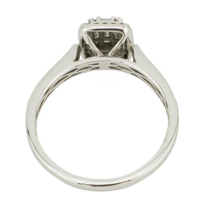 0.65ctw Diamond Cluster Engagement Ring in 14K White Gold -Size 8