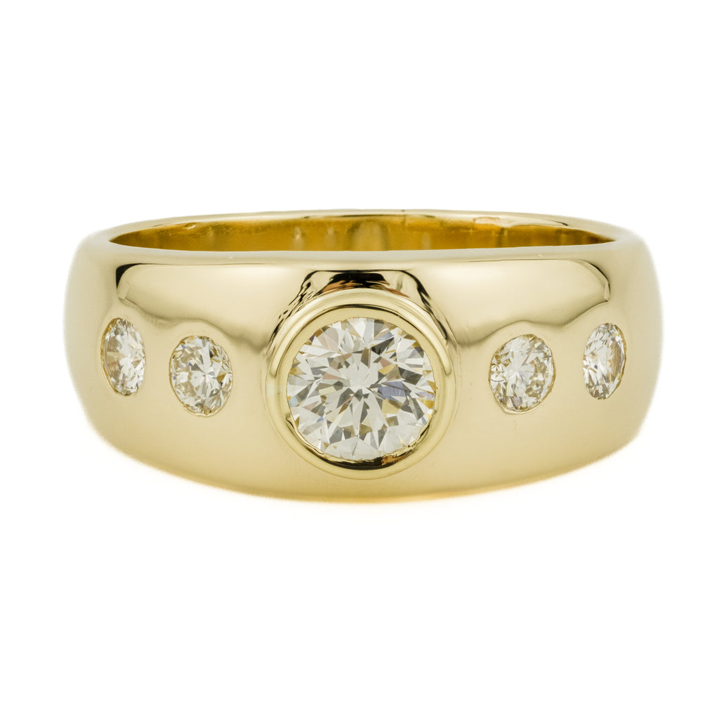 0.50ct Round Brilliant Diamond VS2/I & 0.40ctw Round Diamond Accented Engagement Ring in 18K Yellow Gold