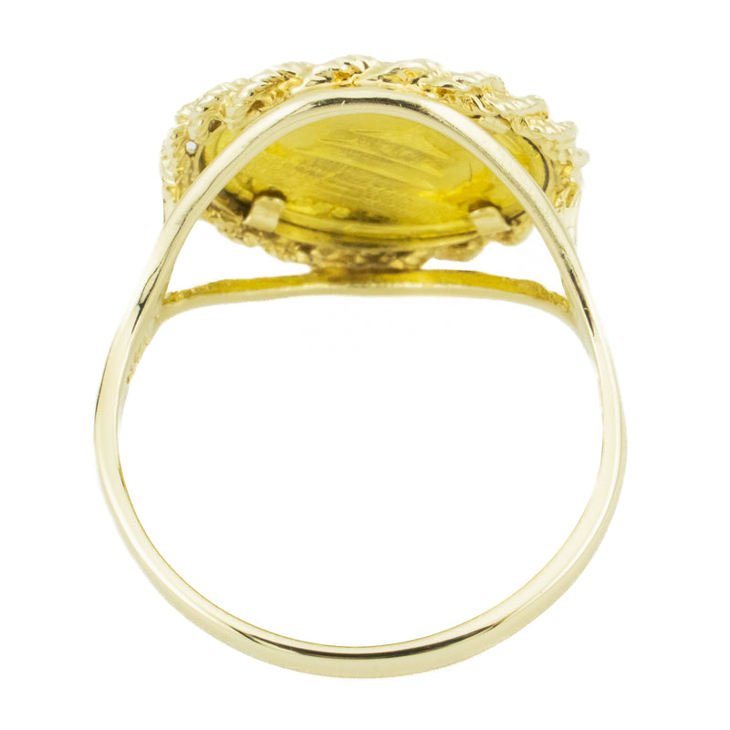 1988 Chinese Gold Panda Coin Ring in 0.999 and 14K Yellow Gold -Size 9