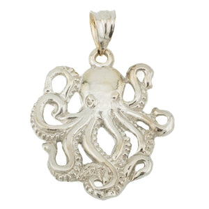 Octopus Pendant in 10K White Gold - 3.2 Grams