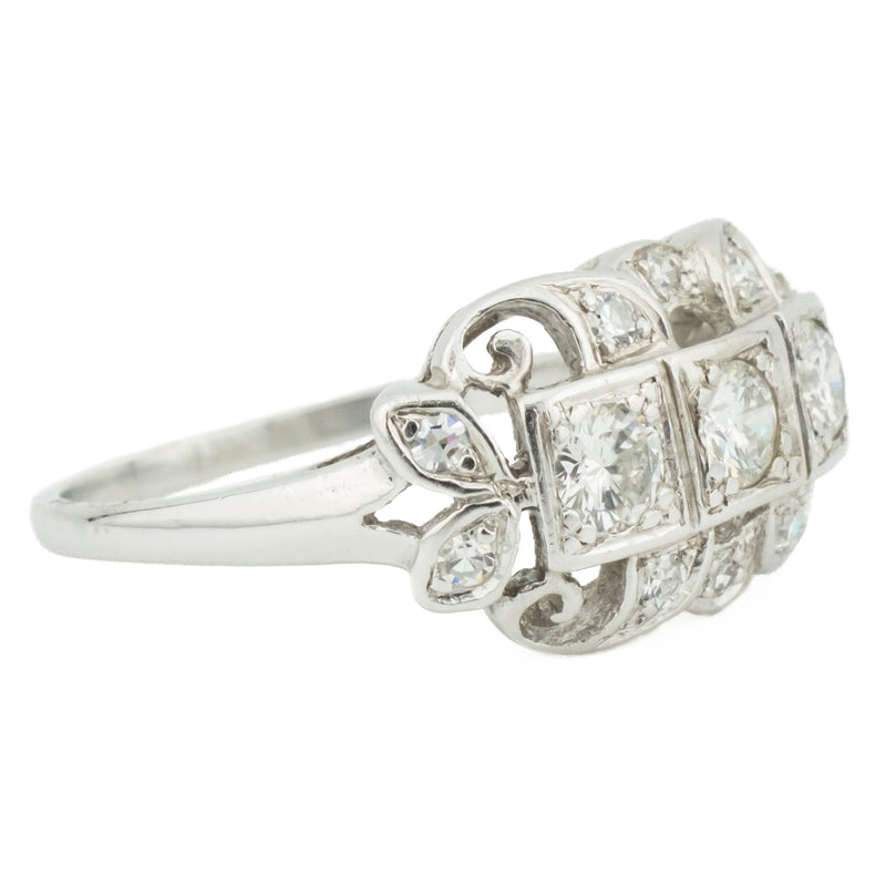 0.60ctw Vintage Diamond Fashion Ring in 14K White Gold - Size 7