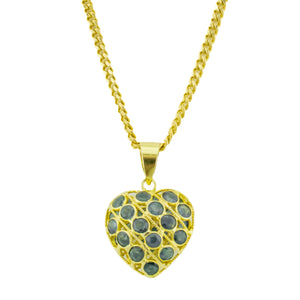 1.00ctw Sapphire Accented Gemstone Heart Pendant in 18K Yellow Gold - No Chain Included