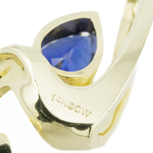 1.30ctw Pear Lab Sapphire and Accented Gemstone Pendant in 14K Yellow Gold