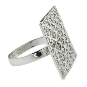 Fashion Square Gold Ring in 14K White Gold - Size 8