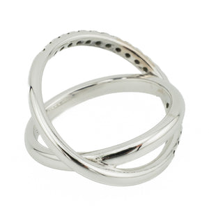 Mikimoto 0.25ctw Diamond Criss Cross Ring in 18K White Gold - Size 5