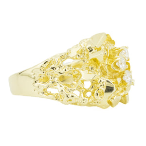 0.36ctw Diamond Accented Nugget Gent's Ring in 14K Yellow Gold -Size 10.75