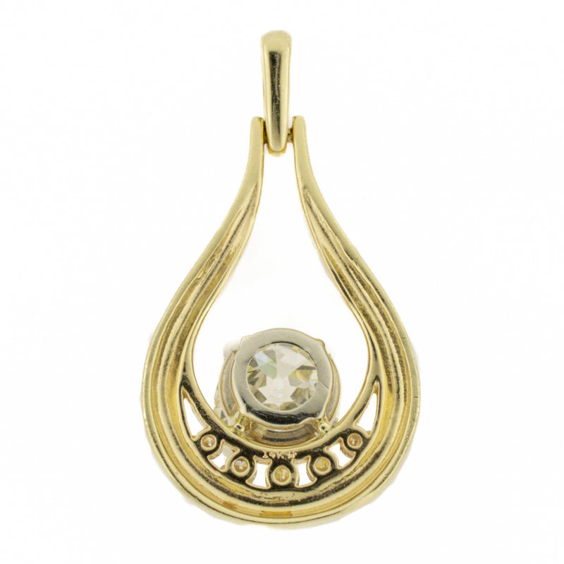 1.03ctw European Cut Diamond and Diamond Accented Pendant on 18" Necklace in 14K Yellow Gold