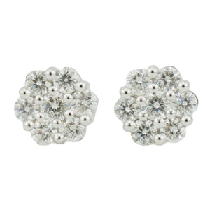 0.50ctw Round Diamond Accented Cluster Earrings in 10K White Gold - 1.4 Grams