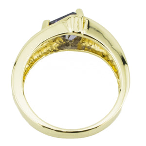 1.00ctw Tanzanite with Diamond Accents Ring in 14K Yellow Gold - Size 6.75