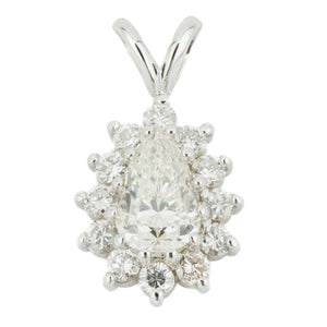 0.91ctw Pear Diamond & 0.42ctw Accented Pendant in 14K White Gold - No Chain
