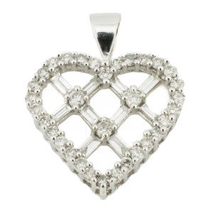 1.00ctw Diamond Accented Heart Pendant in 14K White Gold - Chain Not Included