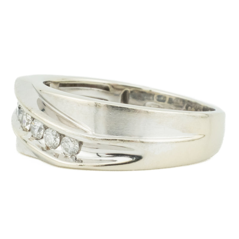 0.21ctw Gent's Diamond Accented Wedding Band in 10K White Gold - Size 7