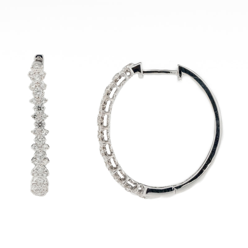 0.64ctw Diamond Hoop Earrings in 14K White Gold