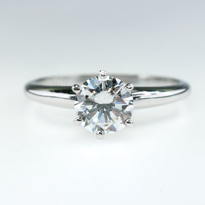 14K White Gold GIA 0.91ct Round Diamond VVS1/G Solitaire Engagement Ring Size 7