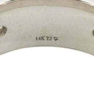 0.50ctw Diamond Accented Hand-Engraved Band Ring in 14K White Gold - Size 10.5