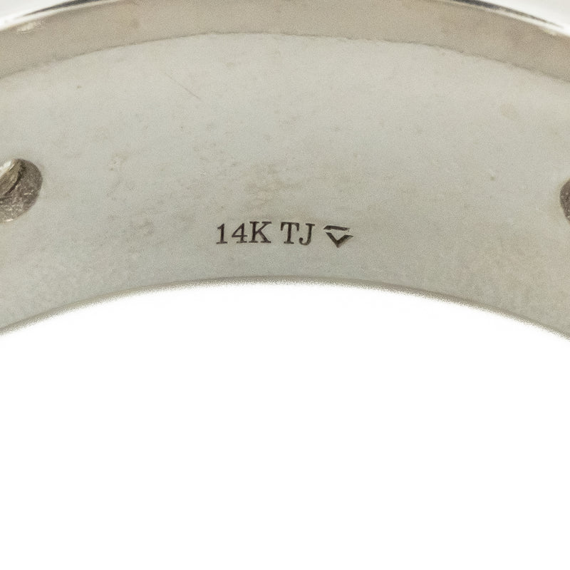 0.50ctw Diamond Accented Hand-Engraved Band Ring in 14K White Gold - Size 10.5