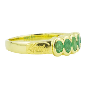 0.34ctw Oval Emerald Accented Gemstone Ring in 18K Yellow Gold - Size 6.25
