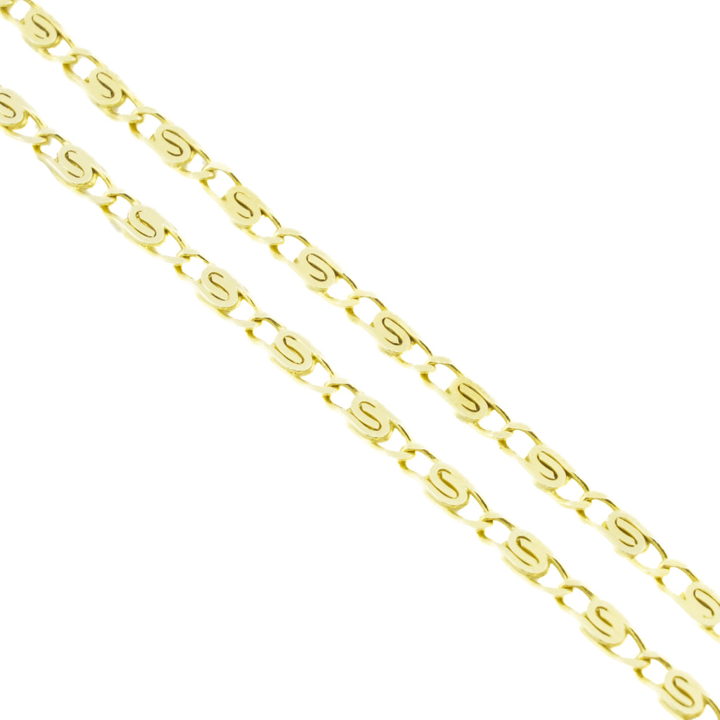 2mm Wide Fancy Link Anklet 10" Chain in 14K Yellow Gold