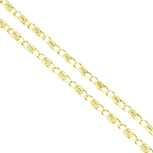 2mm Wide Fancy Link Anklet 10" Chain in 14K Yellow Gold