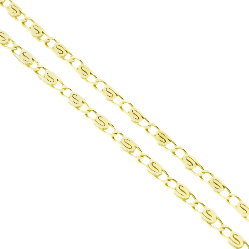 2mm Wide Fancy Link Anklet 10" Chain in 14K Yellow Gold