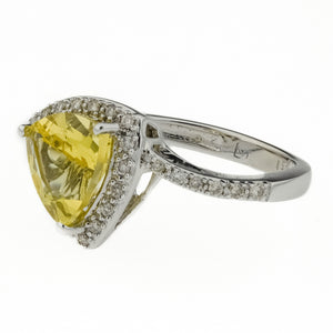 1.25ctw Yellow Beryl with Diamond Accents Ring in 14K White Gold - Size 5.5