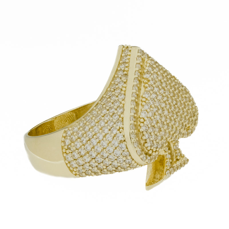 Cubic Zirconia Accented Spade Ring in 14K Yellow Gold -Size 11