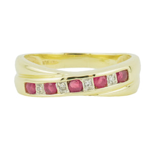 0.12ctw Ruby & 0.02ctw Diamond Accented Ring in 10K Yellow Gold - Size 8.25